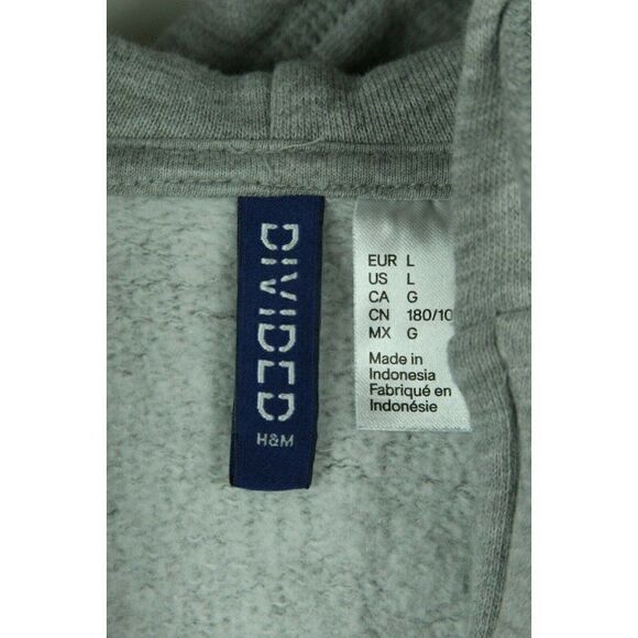 Divided by H&M Hoodie Sweatshirt Jacket Full Zip GRACE & DIGNITY Gray Womens L - Picture 7 of 7